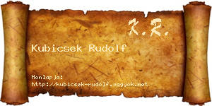Kubicsek Rudolf névjegykártya